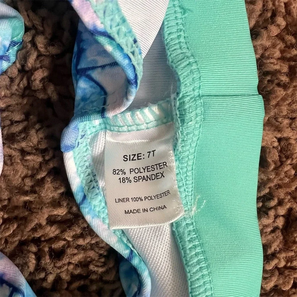 Unbranded‎ Girls' 3-Piece Fish Scales Rash Guard Swimsuit Set Size 7T NWOT